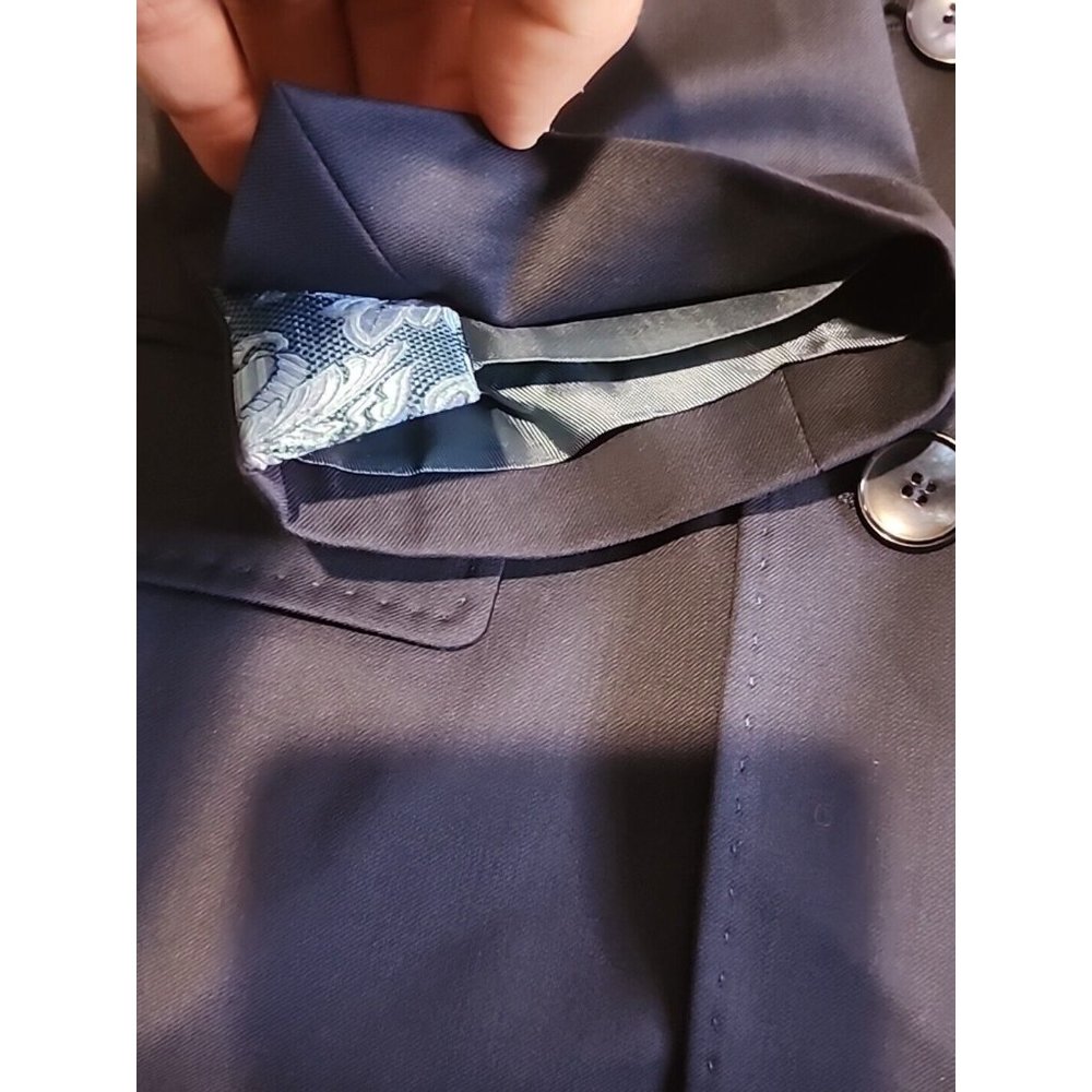 Men's Ted Baker London Sz. 38R Blazer sport Coat Wool Super 110's 2 Button Navy - Picture 6 of 15
